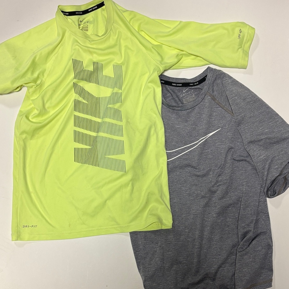 Nike swim bundle youth large Kids Short Sleeve Neon Yellow and Gray Tees